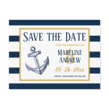 Marine strepen en anker Save the Date