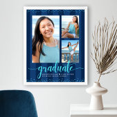 Marine strepen Grad 3 foto turquoise glitterscript Poster