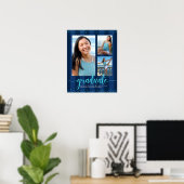 Marine strepen Grad 3 foto turquoise glitterscript Poster (Thuiskantoor)
