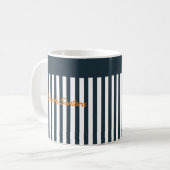 Marine Strepen | Het Moderne Heren Monogram Koffiemok (Voorkant links)
