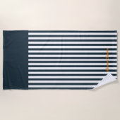 Marine Strepen | Het Moderne Heren Monogram Strandlaken (Voorkant)