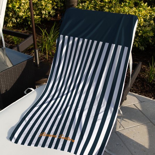 Marine Strepen | Het Moderne Heren Monogram Strandlaken