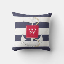 Marine Stripes Nautisch Anker met Monogram