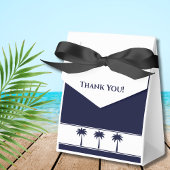 Marine Stripes Tropische Palm Tree Coastal Wedding Bedankdoosjes