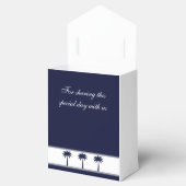 Marine Stripes Tropische Palm Tree Coastal Wedding Bedankdoosjes (Geopend)