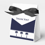 Marine Stripes Tropische Palm Tree Coastal Wedding Bedankdoosjes (Voorkant Zijde)