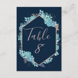 Marine Succulenten & Roze Gouden Huwelijk Tafel Nu Kaart