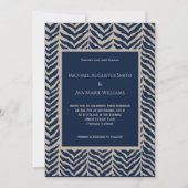 Marine & Taupe visgraat bruiloft uitnodiging (Voorkant)