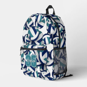 marine teal volleybalteamkleuren patroon bedrukte rugzak