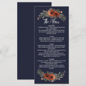 Marine Terracotta Boho Bloem Menu (Voorkant / Achterkant)