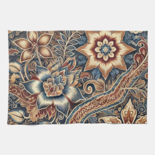 Marine Terracotta Indonesië Batik Bloemen Boho Rus Theedoek