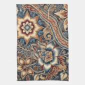 Marine Terracotta Indonesië Batik Bloemen Boho Rus Theedoek (Verticaal)