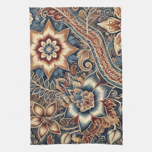 Marine Terracotta Indonesië Batik Bloemen Boho Rus Theedoek (Verticaal)