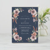 Marine Terracotta Loof Eucalyptus Bruiloft Kaart (Staand voorkant)
