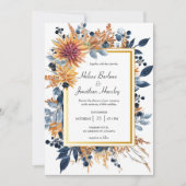 Marine Terracotta Roest Elegante Bloemen Rustieke  Kaart (Voorkant)