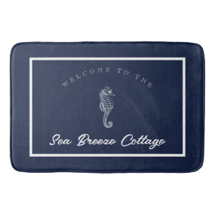 Marine-thema Blue and White Seahorse Badmat