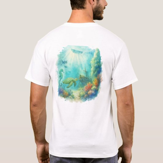 Marine themed tshirt - Seahorse (Achterkant)