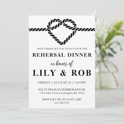 marine touw nautische repetitie diner uitnodiginge kaart (Staand voorkant)