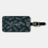 Marine tropische ananas patroon script aangepaste  bagagelabel (Voorkant horizontaal)