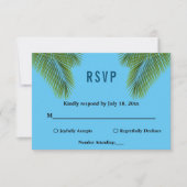 Marine Tropische Palm Blauw Strand Kustbruiloft RSVP Kaartje (Voorkant)