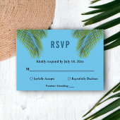 Marine Tropische Palm Blauw Strand Kustbruiloft RSVP Kaartje
