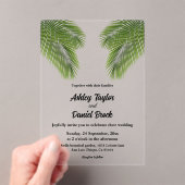Marine Tropische Palm Leaf Beach Destination Weddi Acryl Uitnodigingen (Insitu (Draagbaar))