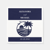 Marine Tropische Palmboom Kustbruiloft Servet (Voorkant)