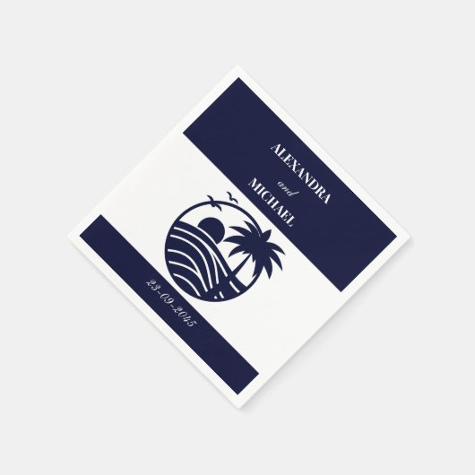 Marine Tropische Palmboom Kustbruiloft Servet (Hoek)