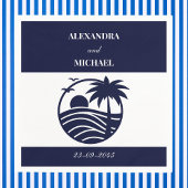 Marine Tropische Palmboom Kustbruiloft Servet