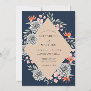 Marine Tropische Protea Eucalyptus Bruiloft Kaart