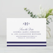 Marine Trouw Monogram Save the Date (Staand voorkant)