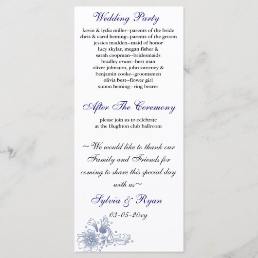 Marine Trouwprogramma Programmakaart (Achterkant)