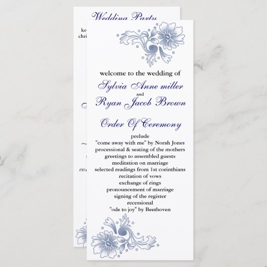 Marine Trouwprogramma Programmakaart (Voorkant / Achterkant)