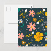 Marine Tuin Bloemmotief Fantasievolle Lente Patroo Briefkaart (Voorkant / Achterkant)