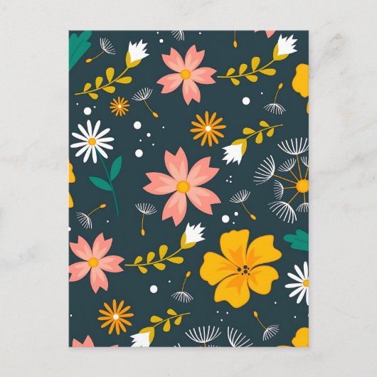 Marine Tuin Bloemmotief Fantasievolle Lente Patroo Briefkaart (Voorkant)