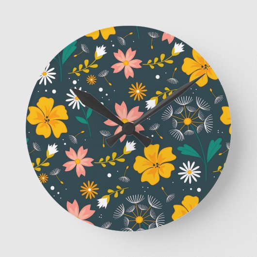 Marine Tuin Bloemmotief Fantasievolle Lente Patroo Ronde Klok (Voorkant)