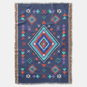 Marine Turquoise Boho Geometrisch Oppervlaktestruc Deken