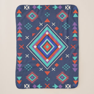 Marine Turquoise Boho Geometrisch Oppervlaktestruc Sherpa Deken