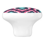 Marine Turquoise en Roze Ikat Marokkaans Keramische Knop (Zijkant)