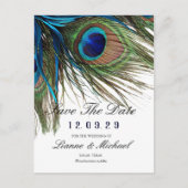 Marine Turquoise Pauwveer Boho Bewaar de Datum Aankondigingskaart (Voorkant)