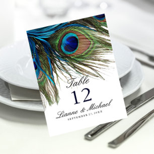 Marine Turquoise Pauwveer Huwelijk Tafelkaart Kaart