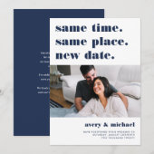 Marine | Uitverstelling bruiloft uitgesteld Save The Date (Voorkant / Achterkant)