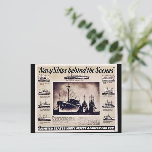 marine verscheept achter de scènes briefkaart (Staand voorkant)