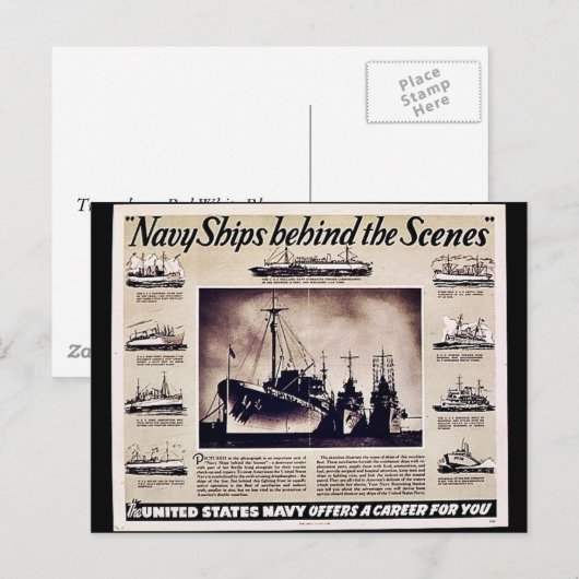 marine verscheept achter de scènes briefkaart (Voorkant / Achterkant)