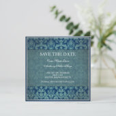 Marine vintage damast save the date kaart (Staand voorkant)