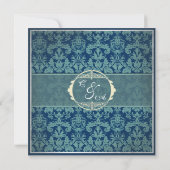 Marine vintage damast save the date kaart (Achterkant)