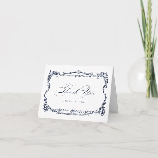 Marine Vintage Frame Klassieke Script Bedankkaart (Voorkant)