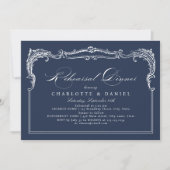 Marine Vintage Frame Klassieke Script Proefbruilof Kaart (Voorkant)