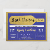 Marine voorraad de bar uitnodiging blauw en goud (Voorkant)