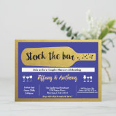 Marine voorraad de bar uitnodiging blauw en goud (Staand voorkant)